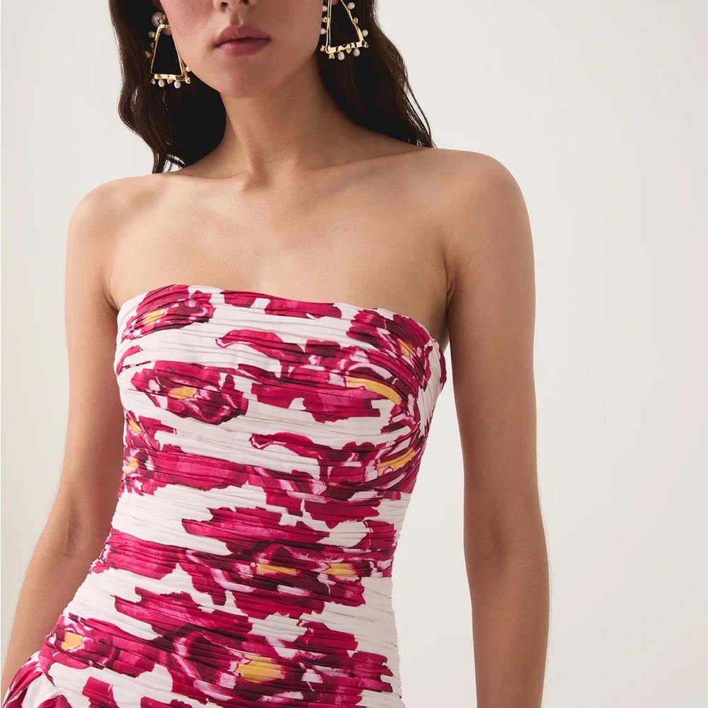 Aje Strapless Pink Floral Ballgown Dress - Picture 3 of 10